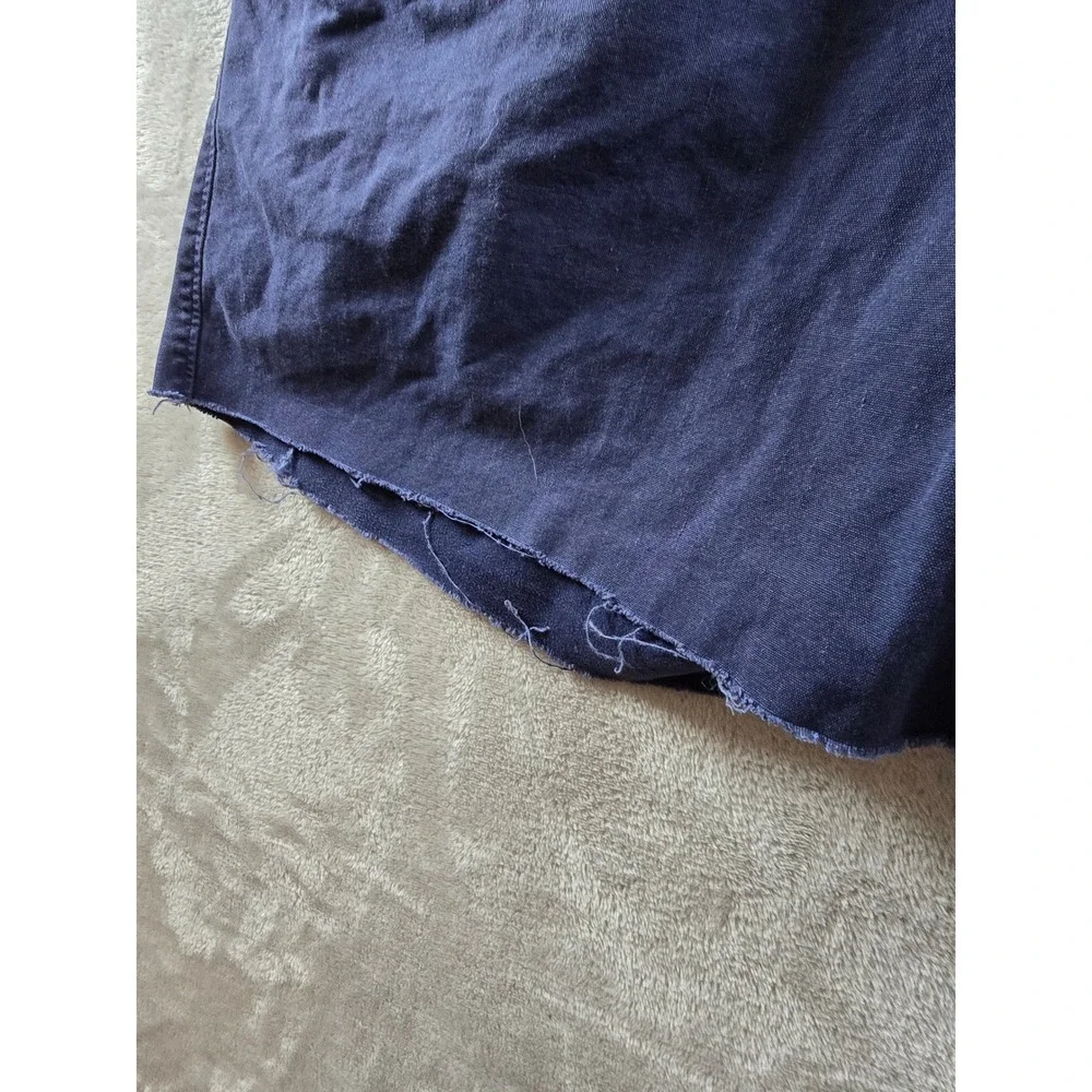 Vintage Nike Cargo Shorts Mens L Blue Raw Hem Elastic Waist Drawstring Y2K *Read